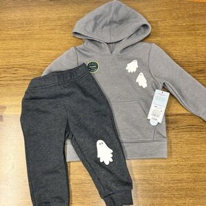 NWT Cat & Jack Glow in the Dark Sweat Set Ghost‎ Halloween Everyday Comfy 18M